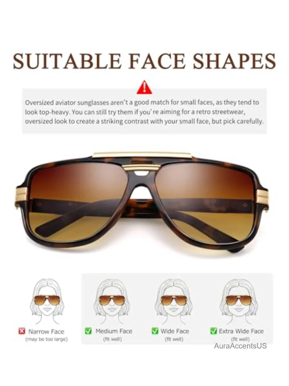 Oversized Square Double Bridge Aviator UV400 Sunglasses Full-Frame